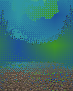 A pixel-art fish tank with sunbeams and a goldfish named Fin